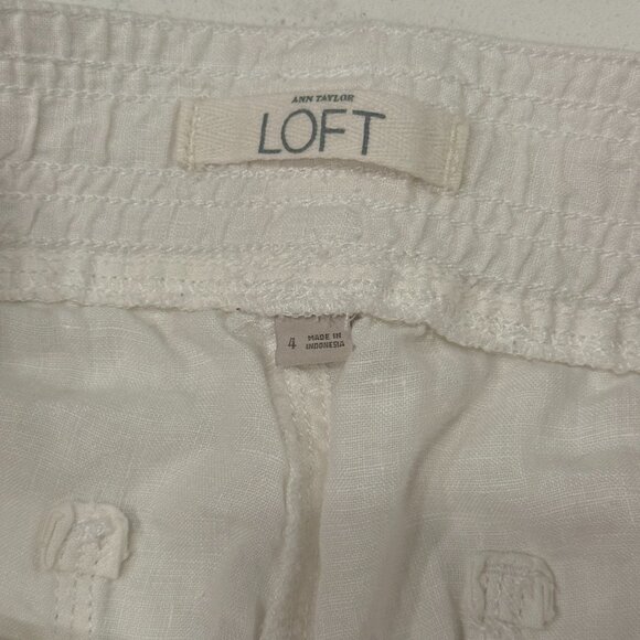 ANN TAYLOR LOFT | White Linen Cropped Pants Size 4 - Picture 8 of 10